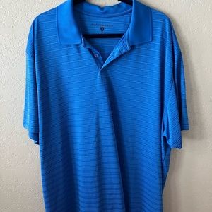 🔔2/$15 2X SADDLEBRED BLUE & WHITE PIN STRIPE POLO SHIRT IN EXCELLENT CONDITION